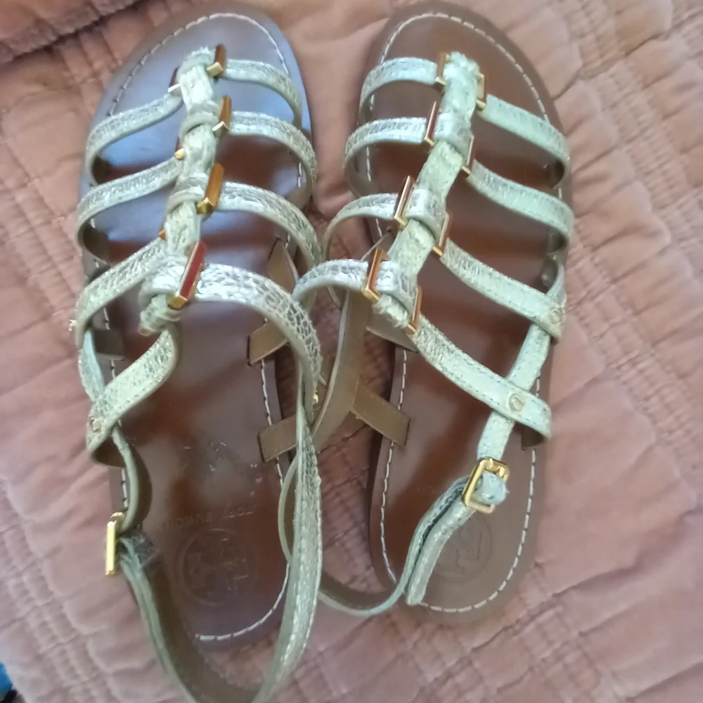 Tory Burch Metallic Gold Strappy Gladiator Sandals